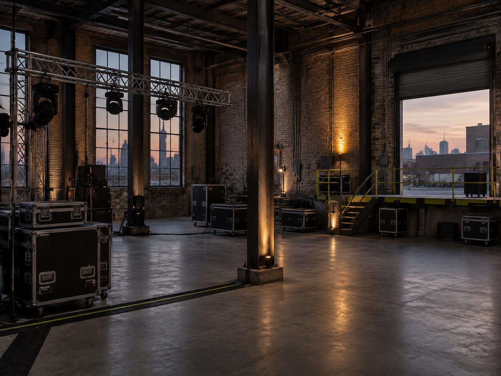 Empty warehouse prepared as a conceptual activation environment